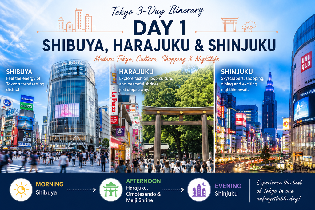 Tokyo itinerary featuring Shibuya, Harajuku and Shinjuku