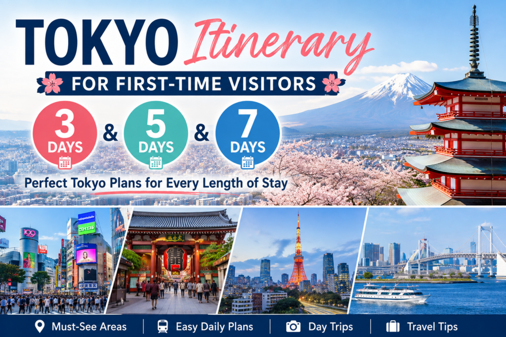 Tokyo itinerary for first-time visitors with 3, 5 and 7 day travel plans