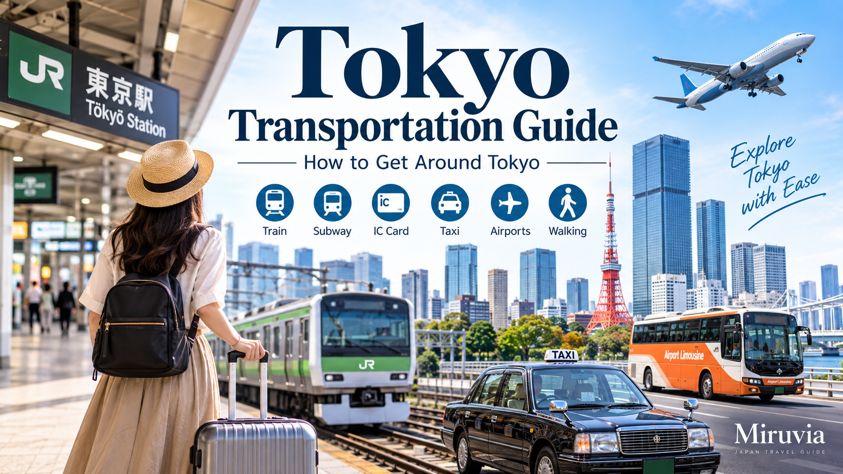 Tokyo transportation guide with trains, subway, taxi and airport access