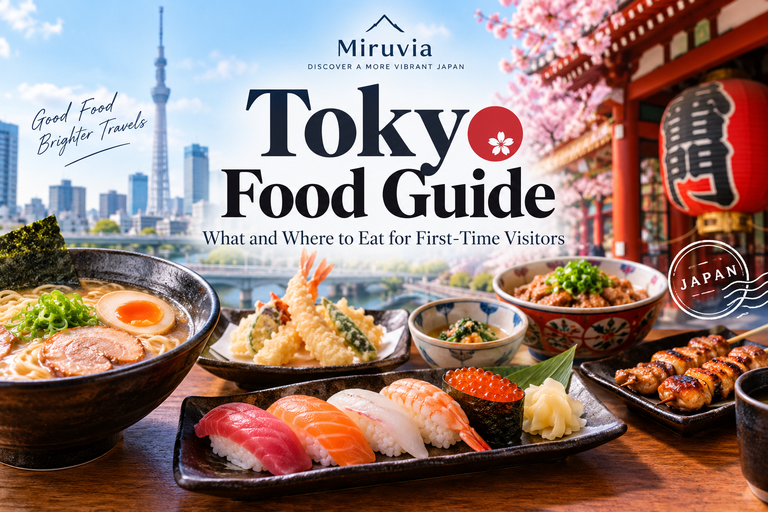 Tokyo food guide featuring sushi, ramen, tempura and yakitori