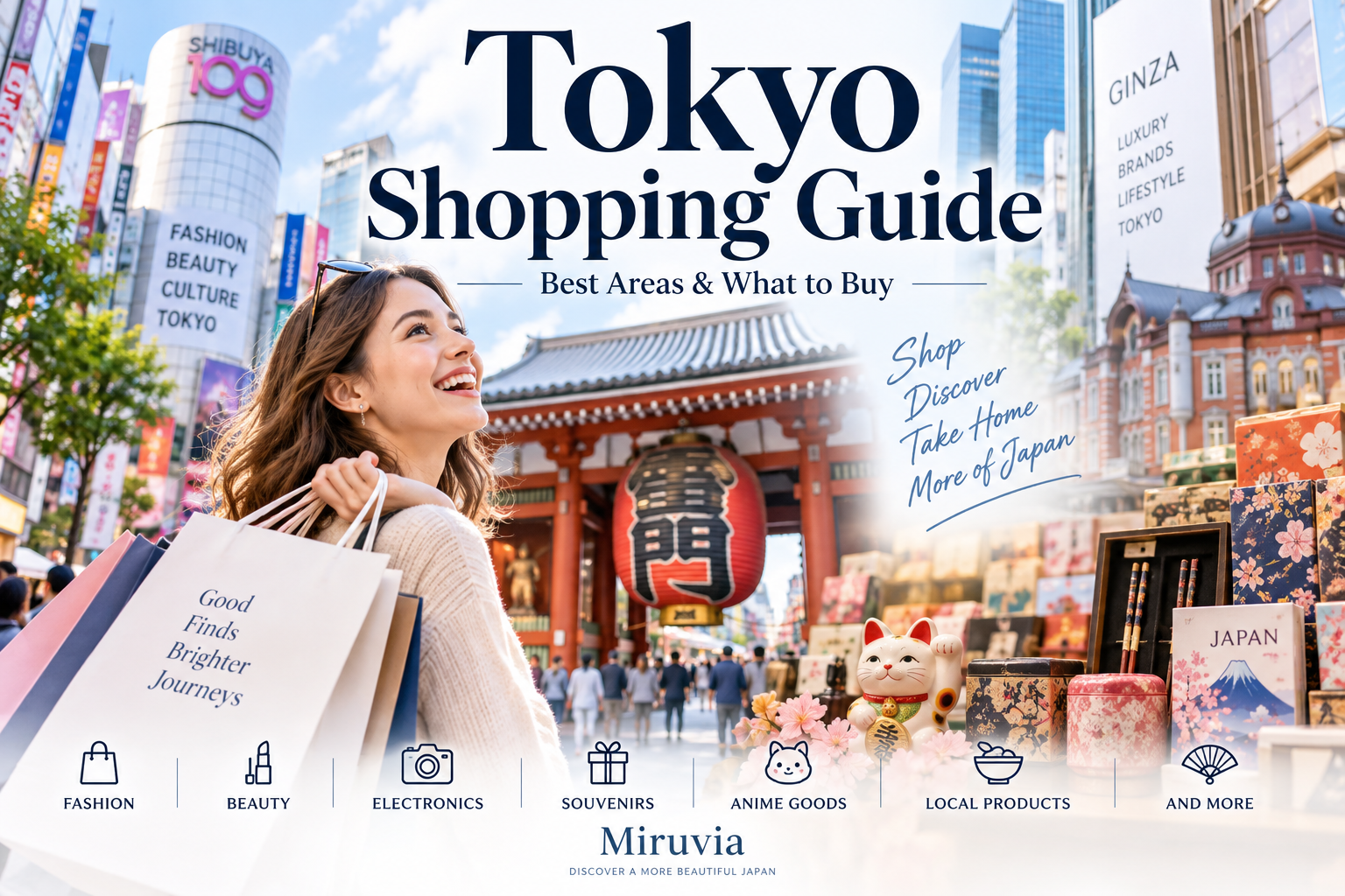 Tokyo shopping guide featuring shopping areas, souvenirs and Japanese goods