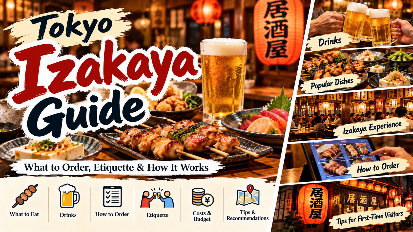 Tokyo izakaya guide featuring yakitori, Japanese dishes, drinks and izakaya dining