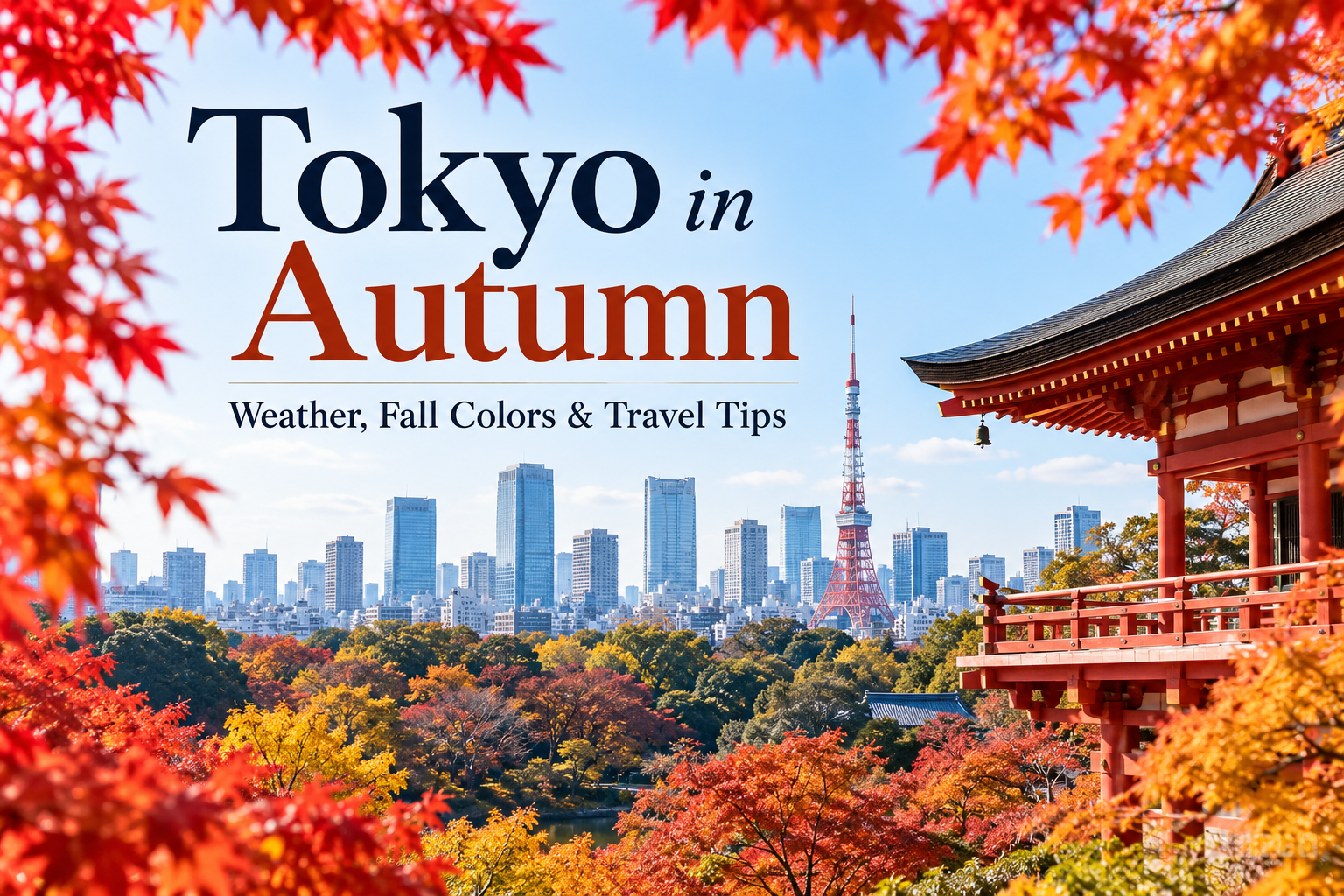 Tokyo in autumn with colorful fall foliage