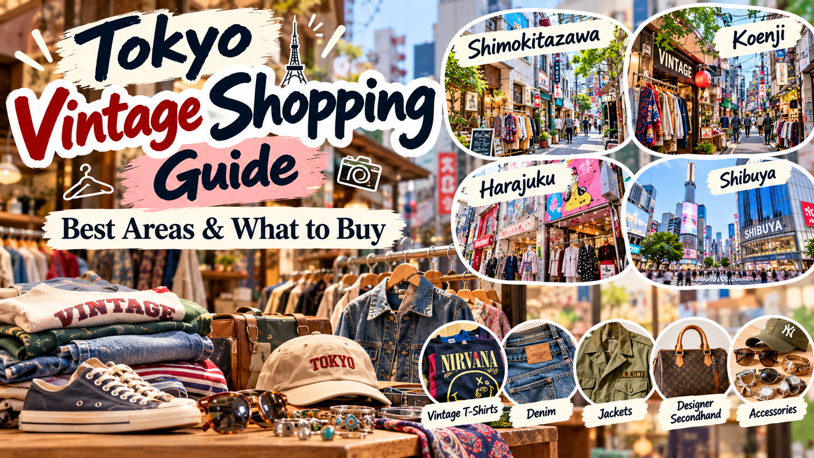 Tokyo vintage shopping guide featuring vintage clothing, denim, jackets and secondhand shopping areas