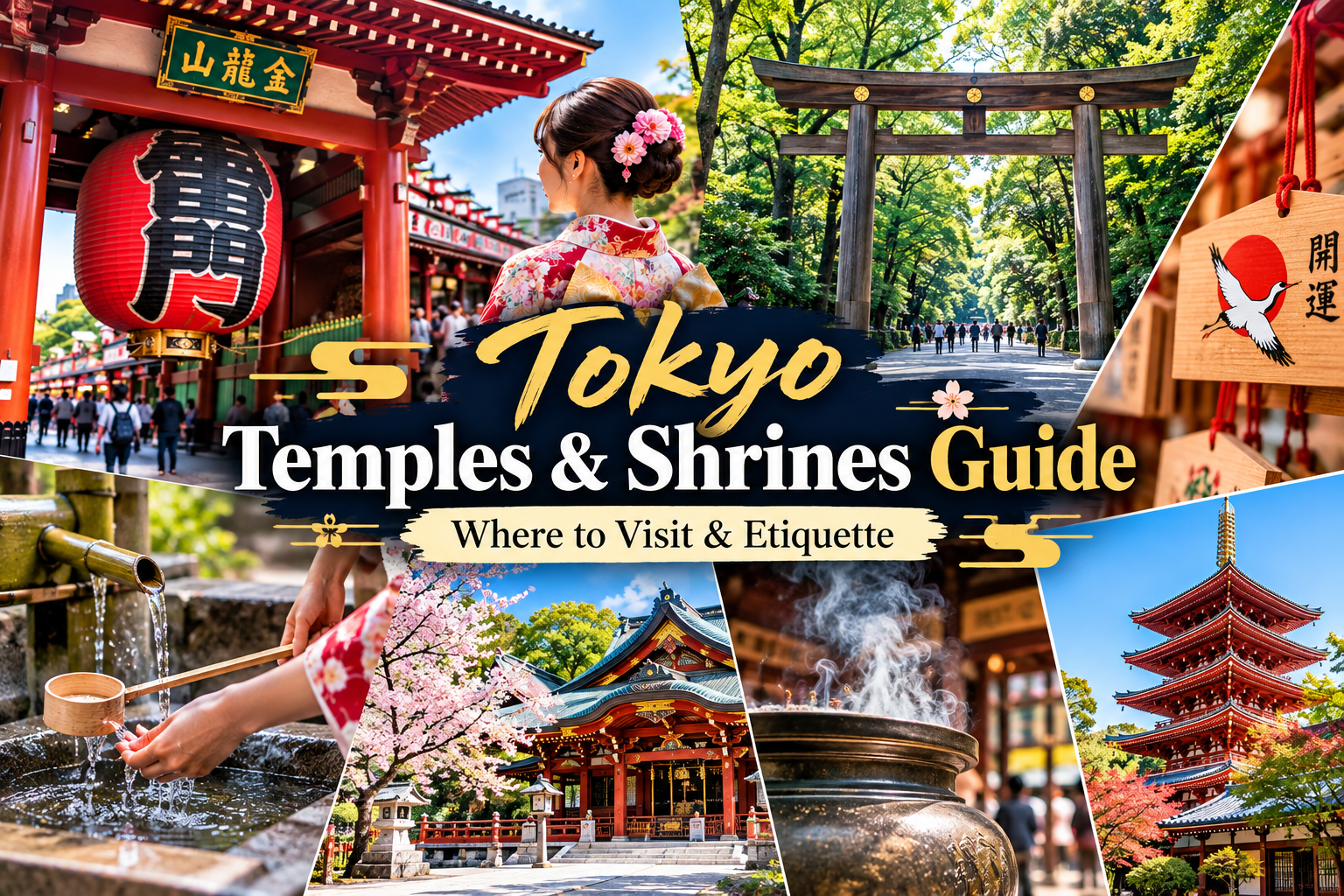 Tokyo temples and shrines guide featuring torii gates, Buddhist temples, purification and traditional Japanese culture