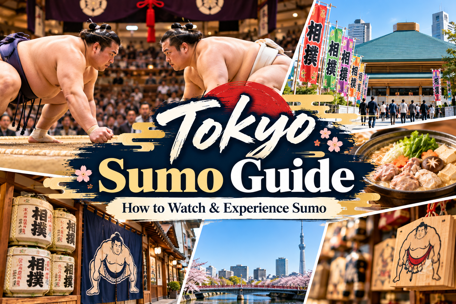 Tokyo sumo guide featuring sumo wrestlers, Ryogoku, chanko nabe and traditional sumo culture