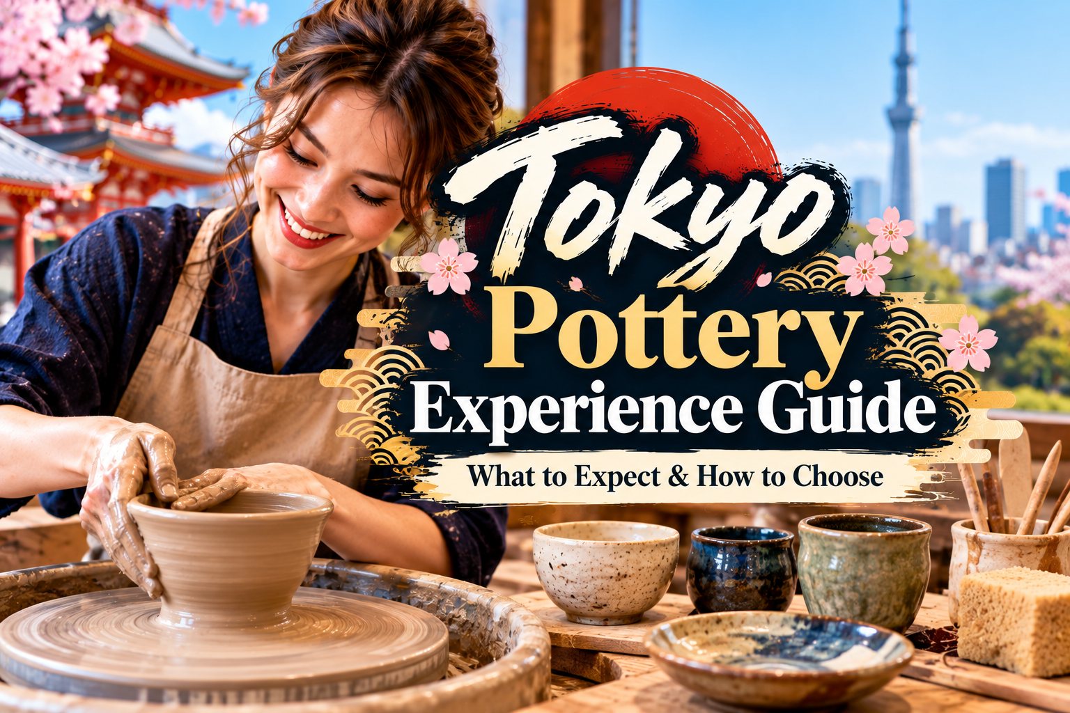 Tokyo pottery experience guide featuring a pottery wheel, handmade Japanese ceramics and traditional pottery workshop
